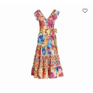 FARM RIO Mary's Garden Frilled Top Midi  Size XS